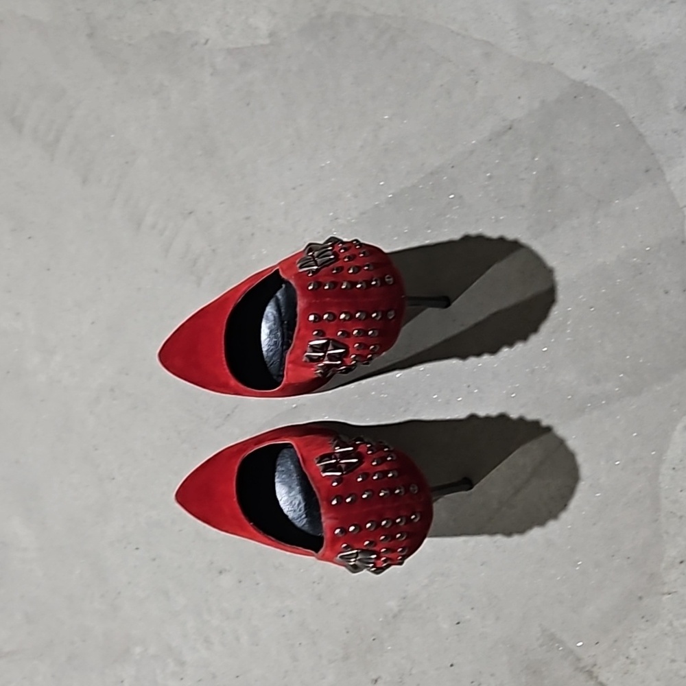 Red Studed Pumps - image 4